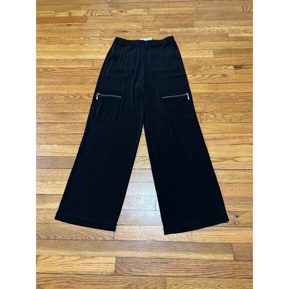 Chico's Travelers Womens Slinky Knit Pull On Pants Size 1 (US 8) Black Cargo VTG - Picture 1 of 5